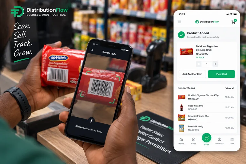 Scanning a product barcode with a phone camera in a retail store