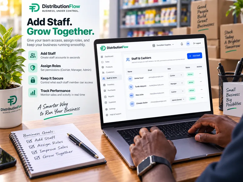 Managing staff accounts and roles in DistributionFlow